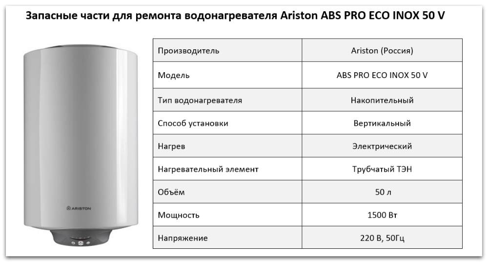 Купить запчасти Ariston ABS PRO ECO INOX 50 V в Ярославле