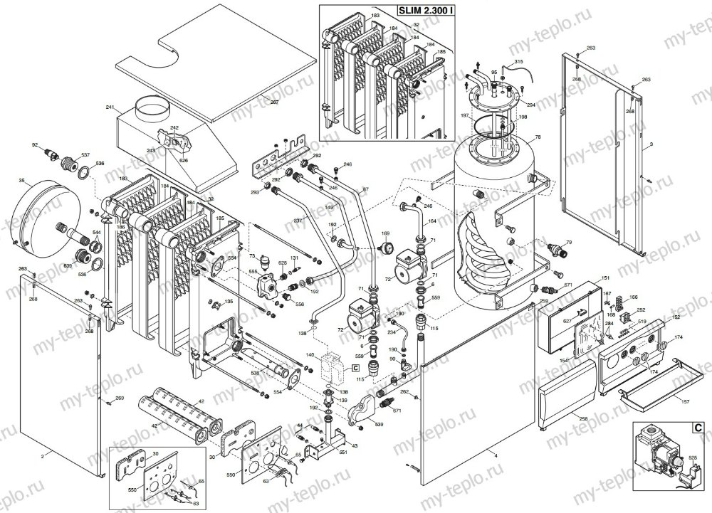 Запчасти BAXI SLIM2 230i Запчасти BAXI SLIM2 230i