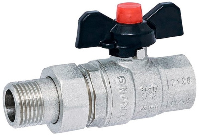 Кран шаровый 1/2" с американкой вн/нар (бабочка) STRONG PROFactor (PF UBV 278)